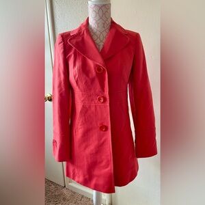 Ann Taylor Women's Knee Length Trench Coat Pink Raspberry Size M